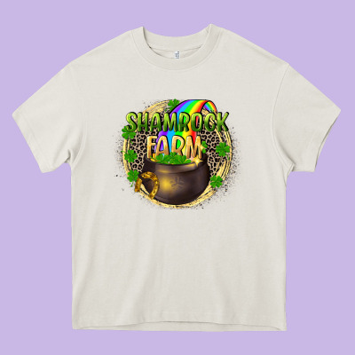 St. Patrick's Shamrock Farm Heavy Core Tee Designed By Cowgirlartshop