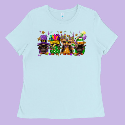 Mardi Gras Afro Gnomies Ladies Tee Designed By Fadigitalartstudio