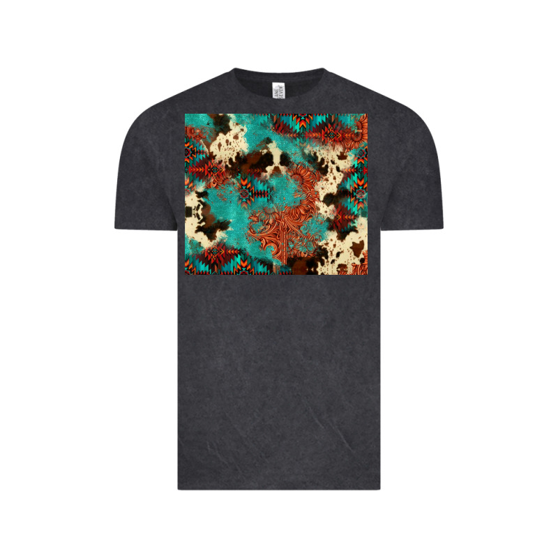 Serape Turquoise Glitter Cowhide  Tooled Leather  Tumbler Vintage Tee by FaDigitalArtStudio | Teevron