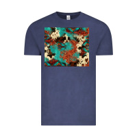 Vintage Denim Serape Turquoise Glitter Cowhide  Tooled Leather  Tumbler Vintage Tee - FaDigitalArtStudio