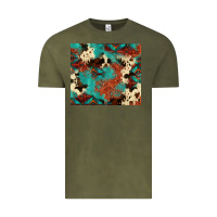Vintage Olive Serape Turquoise Glitter Cowhide  Tooled Leather  Tumbler Vintage Tee - FaDigitalArtStudio