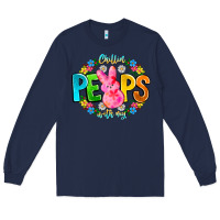 Navy Chillin Peeps With My Long Sleeve Tee - CowhideDigitalArt