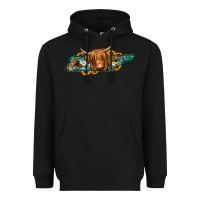 Black tennessee map long haired cow Heavyweight Hoodie - Jasminsmagicworld