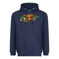 Navy tennessee map long haired cow Heavyweight Hoodie - Jasminsmagicworld