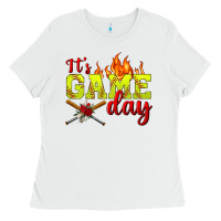 White It's Game Day Softball Ladies Tee - BundleAndBundleShop