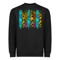 Black turquoise leopard sunflowers colorful Heavyweight Sweatshirt - RanaPortraitStore