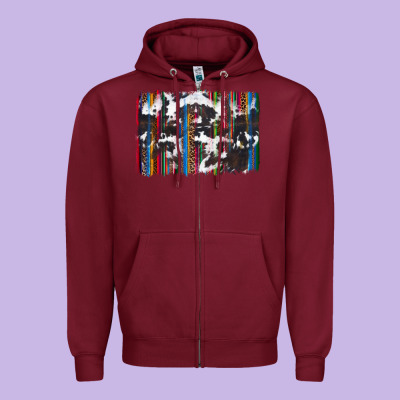 Cowhide, Leopard Serape Backgraund Zipper Hoodie Designed By Jahusdesignshop