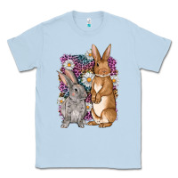 Dusty Blue Bunnys Easter with leopard background Classic Tee - OliviaCreatesArt