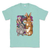 Seafoam Bunnys Easter with leopard background Classic Tee - OliviaCreatesArt
