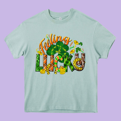 Feeling Lucky St. Patrick's Day Heavy Core Tee Designed By Cowgirlartshop