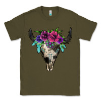 Army Green cowhide bull skull Classic Tee - Jasminsmagicworld