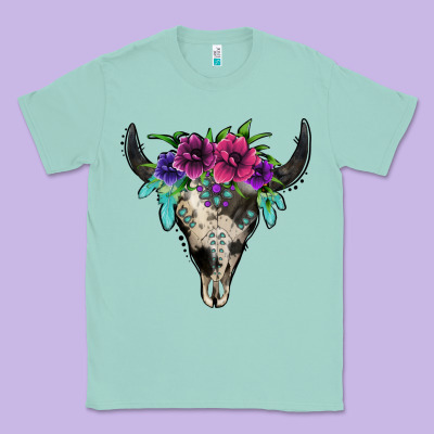 Cowhide Bull Skull Classic Tee Designed By Jasminsmagicworld
