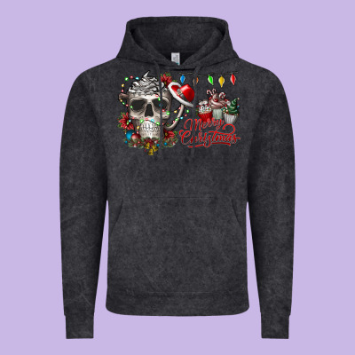 Merry Christmas  Skull Vintage Hoodie Designed By Cowhidedigitalart