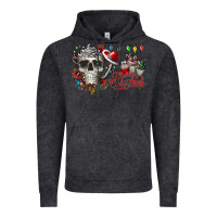 Vintage Black Merry Christmas  skull Vintage Hoodie - CowhideDigitalArt