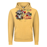 Vintage Mustard Merry Christmas  skull Vintage Hoodie - CowhideDigitalArt