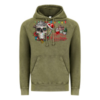 Vintage Olive Merry Christmas  skull Vintage Hoodie - CowhideDigitalArt