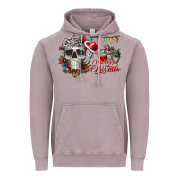 Vintage Zinc Merry Christmas  skull Vintage Hoodie - CowhideDigitalArt