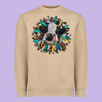 Baby Cow With Sunflower Heavyweight Sweatshirt Designed By Ranaportraitstore