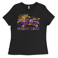 Black mardi gras skull truck Ladies Tee - FaDigitalArtStudio