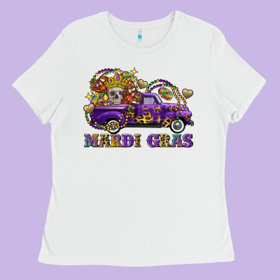 Mardi Gras Skull Truck Ladies Tee Designed By Fadigitalartstudio