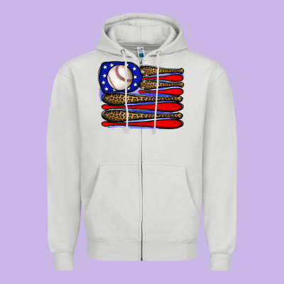 Leopard Baseball Flag3 Zipper Hoodie Designed By Jahusdesignshop