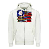 Oatmeal Heather leopard baseball flag3 Zipper Hoodie - JahusDesignShop