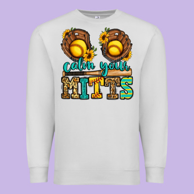 Calm Your Mitts Softball Premium Sweatshirt Designed By Jasminsmagicworld