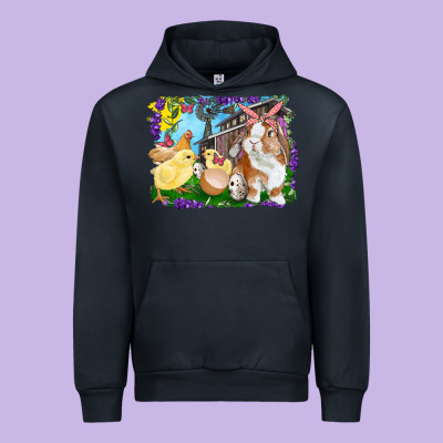 Easter Farm Chicks And Bunny Urban Hoodie Designed By Ranaportraitstore