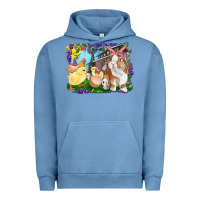 Pigment Pebble Blue easter farm chicks and bunny Urban Hoodie - RanaPortraitStore