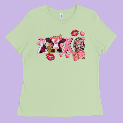 Xoxo Baby Cow Valentine's Day Ladies Tee Designed By Fadigitalartstudio