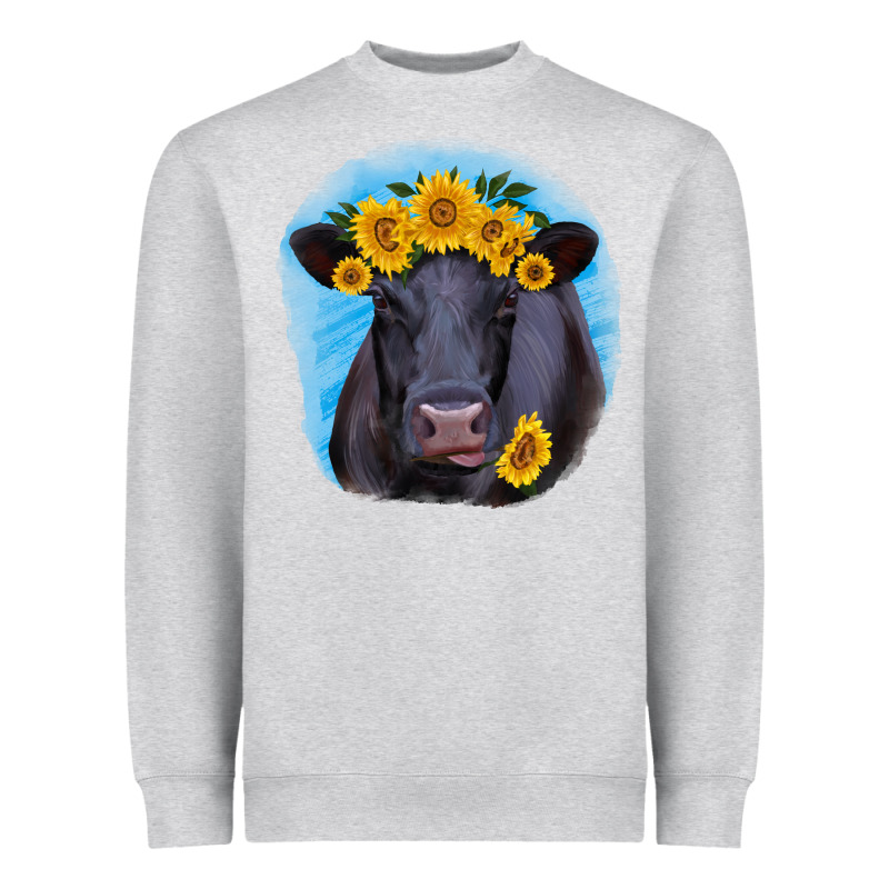 Black Angus With Sunflower Heavyweight Sweatshirt by RanaPortraitStore | Teevron