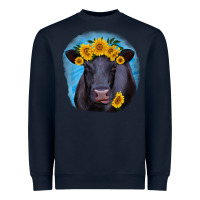 Navy black angus with sunflower Heavyweight Sweatshirt - RanaPortraitStore