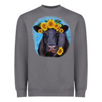Storm black angus with sunflower Heavyweight Sweatshirt - RanaPortraitStore