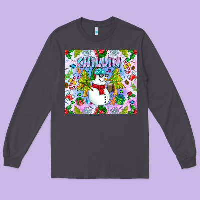 Chillin Snow Long Sleeve Tee Designed By Cowhidedigitalart