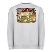 Heather Grey charolaris bull and chicken in barnyard Heavyweight Sweatshirt - RanaPortraitStore