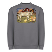 Charolaris Bull And Chicken In Barnyard Heavyweight Sweatshirt | Teevron