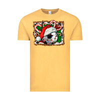 Vintage Mustard Soccer Ball Christmas With Hat And Candy Cane Vintage Tee - FaDigitalArtStudio