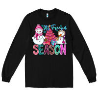 Black It's Freezin Season Long Sleeve Tee - CowhideDigitalArt