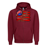 Burgundy leopard baseball flag5 Zipper Hoodie - JahusDesignShop