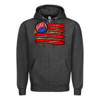 Charcoal Heather leopard baseball flag5 Zipper Hoodie - JahusDesignShop