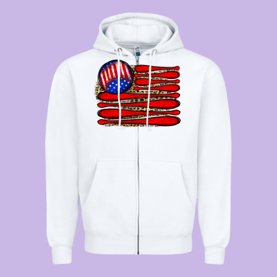 Leopard Baseball Flag5 Zipper Hoodie Designed By Jahusdesignshop