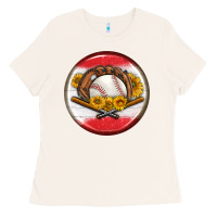 Bone baseball with sunflower round earrings Ladies Tee - BundleAndBundleShop