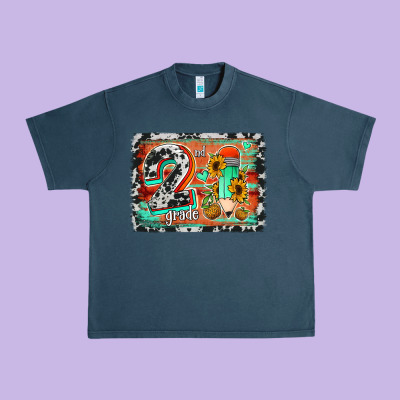 Western Back To School 2nd Grade 2 Urban Heavy Tee Designed By Jasminsmagicworld