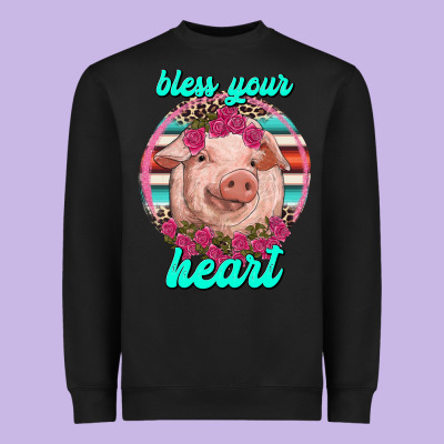 Bless Your Heart Pig Heavyweight Sweatshirt Designed By Ranaportraitstore