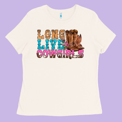 Western Long Live Cowgirls With Roses Ladies Tee Designed By Bundleandbundleshop