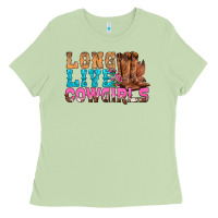 Matcha Western Long Live Cowgirls With Roses Ladies Tee - BundleAndBundleShop