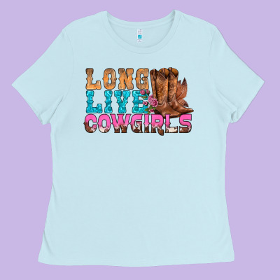 Western Long Live Cowgirls With Roses Ladies Tee Designed By Bundleandbundleshop
