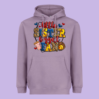 Little Sister Biggest Fan Softball Heavyweight Hoodie Designed By Jasminsmagicworld
