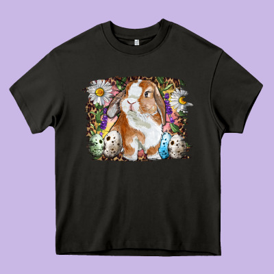 Easter Bunny With Quail Eggs And Daisy Heavy Core Tee Designed By Ranaportraitstore