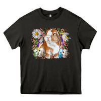 Asphalt Easter Bunny With Quail Eggs And Daisy Heavy Core Tee - RanaPortraitStore